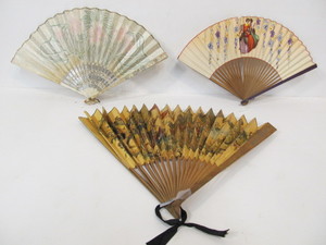 lot 138 image: Lot of 3 Antique Hand Fans