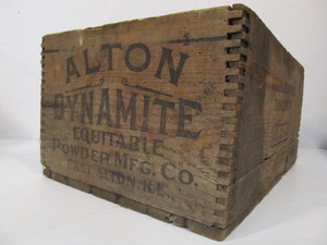lot 205 image: Antique ALTON DYNAMITE Dovetailed Wood Advertising Crate