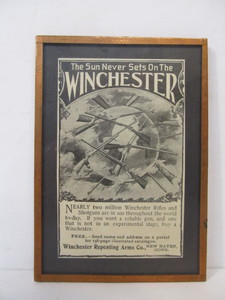 lot 220 image: Small Antique 1899 WINCHESTER Copper Framed Advertisement