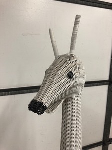 lot 6 image: LARGE Vintage Mid Century 5 Wicker Giraffe Planter