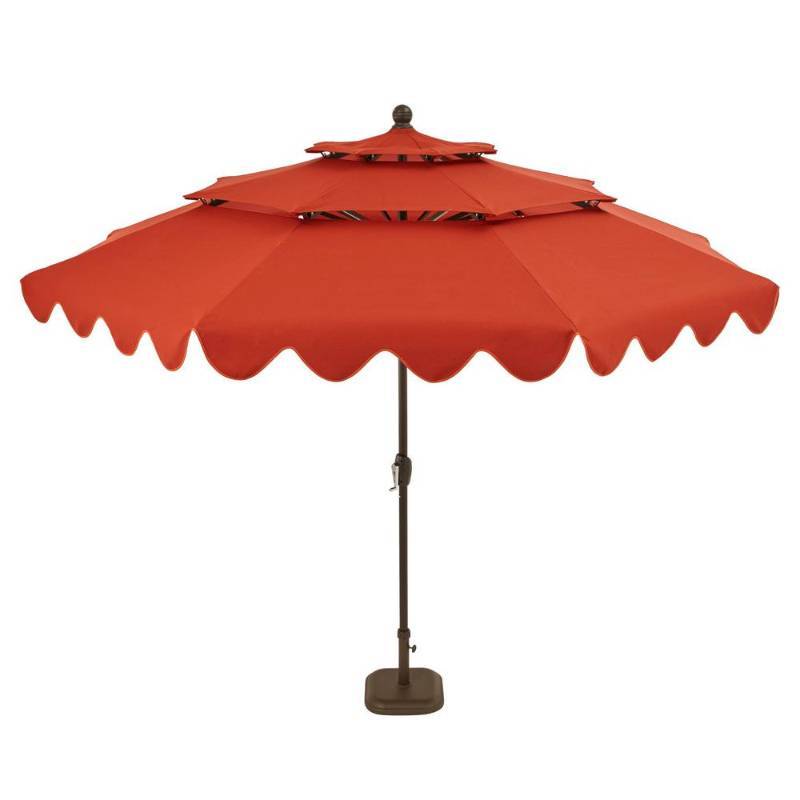 Hampton Bay 10 Ft Aluminum Market Auto Tilt Pagoda Outdoor Patio Umbrella In Chili Red Its Back Season Summer Blow Out Auction K Bid