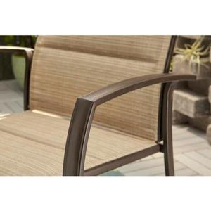 lot S30 image: Hampton Bay Mix and Match Stackable Oversized Metal Outdoor Dining Chair in Cafe Padded Sling
