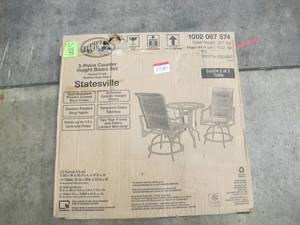 lot S100 image: Hampton Bay Statesville Glass Top Steel Outdoor Bistro Table