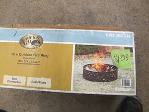 lot S103 image: Hampton Bay 30 in. Steel Fire Ring with Lattice Pattern in Black