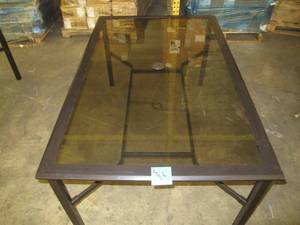 lot S36 image: Outdoor Oasis Andora Rectangular Smoke Glass Top Patio Table - Brown