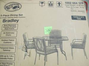 lot S86 image: Hampton Bay Bradley Outdoor Dining Table with Tempered Glass Tabletop