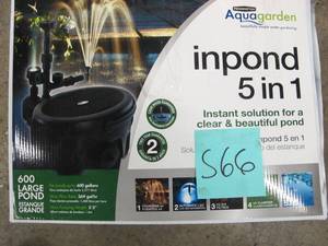 lot S66 image: Pennington Aquagarden 600 GPH in Pond All-in-One Pump - Large Pond PumpFountainLEDFilterUV Clarifier