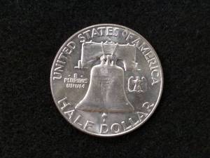 lot 121 image: 1963 D BU Franklin Silver Half Doll...