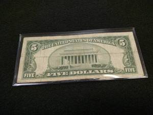 lot 152 image: 1928 F Five Dollar Red Seal United ...