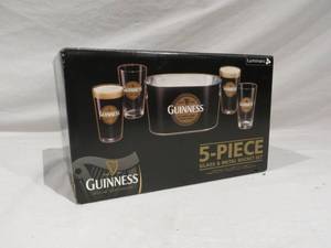 lot 57 image: Guinness 5-Piece Glass & Metal Bucket Set