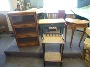 lot 39 image: Bookshelf and 3 Small Tables
