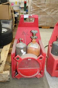 lot 14 image: Acetylene Oxygen Torch Tank Set with Smith Carrier
