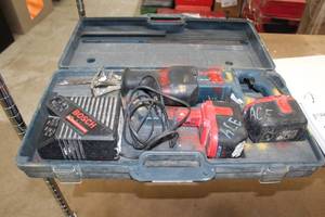lot 81 image: Bosch 24VDC Cordless Sawzall, 2-Batteries, Charger, Case