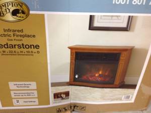 lot 2 image: Hampton Bay Cedarstone 29 in. 3-Element Mantel Infrared Electric Fireplace in Oak not used
