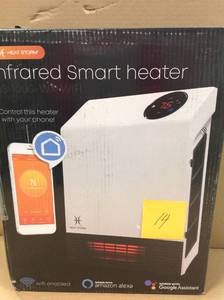 lot 14 image: Heat Storm 1,000-Watt Deluxe Indoor Infrared Wall Space Heateropen box in like new condition