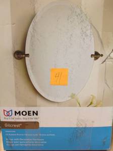 lot 41 image: Gilcrest 26 in. x 23 in. Frameless Pivoting Wall Mirror in Oil-Rubbed Bronzeopen box in like new condition