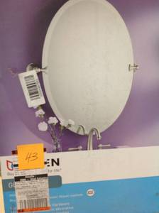 lot 43 image: Glenshire 26 in. x 22 in. Frameless Pivoting Wall Mirror in Spot Resist Brushed Nickelopen box in like new condition