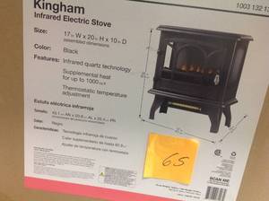 lot 65 image: StyleWell Kingham 1,000 sq. ft. Panoramic Infrared Electric Stove in Black with Electronic Thermostat in good condition