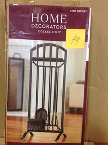 lot 74 image: Home Decorators Collection 5-Piece Fireplace Tool Set in Blackopen box in like new condition