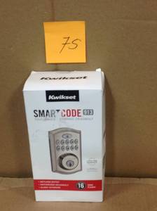 lot 75 image: Kwikset SmartCode 913 Satin Nickel Single Cylinder Electronic Deadbolt Featuring SmartKey Securityopen box in like new condition