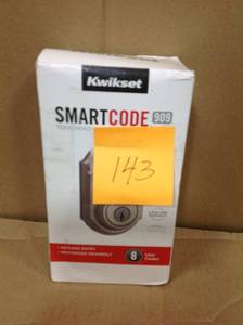 lot 143 image: Kwikset 909 SmartCode Electronic Deadbolt featuring SmartKey in Satin Nickel in good condition