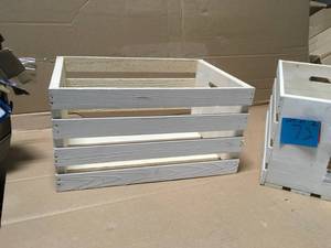 Crates & Pallet Large Washed Wood Crate in White 18 Lx12.5 Wx9.5 H set of 2 not used