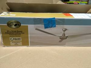 Hampton Bay Industrial 60 In. Indoor Brushed Steel Energy Star Ceiling Fan by Hampton Bay in good condition open box