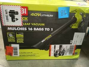 40-Volt Lithium-Ion Cordless Battery Leaf VacuumMulcher (Tool Only) in good condition open box