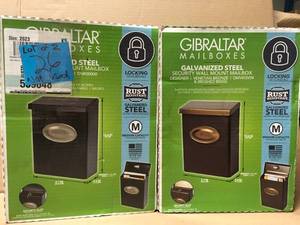 Set of 2 Gibraltar Mailboxes Designer Locking Medium Capacity Galvanized Steel Black in good condition open box