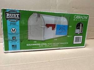 Gibraltar Mailboxes Elite White Medium Galvanized Steel Post-Mount Mailbox in good condition open box