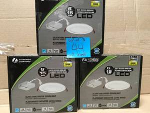 Lot of 3 Lithonia Lighting WF6 Ultra-Thin Wafer 6 in. White Dimmable Integrated LED Recessed Kit in like new condition