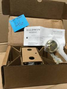 Baldwin Reserve Round Lifetime Polished Brass BedBath Door Knob with Traditional Round Rose not used
