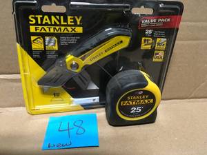 Stanley Fatmax 25 ft. Tape Measure with Bonus Fixed Blade Folding Knife new