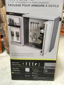 FastTrack Garage 24 in. H x 24 in. W x 10-12 in. D Tool Cabinet Kit Rail Storage System (5-Piece) not used