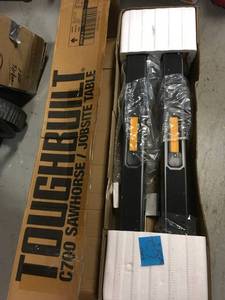 Set of 2 TOUGHBUILT Adjustable Height (25-32 in.) and Width (39.9-45.9 in.) Steel Sawhorse and Jobsite Table � 1300 lb. Capacity new