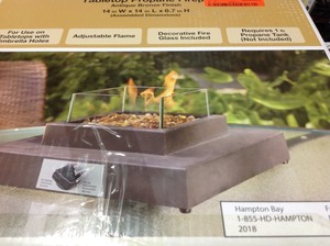 Hampton Bay 8,000BTU Antique Bronze Portable Table Top Gas Fire Pit in like new condition