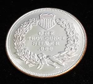 lot 12 image: 1 TROY OZ. .999 FINE SILVER INDIAN HEAD DESIGN