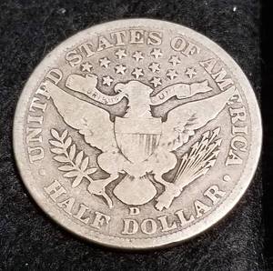 lot 38 image: 1908-D BARBER HALF DOLLAR