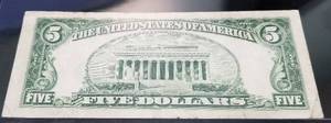 lot 02-A image: 1953-A US BLUE SEAL $5 CURRENCY SILVER CERTIFICATE