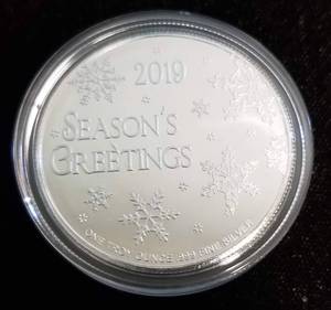 lot 22-A image: CHRISTMAS 2019 SANTA 1OZ .999 FINE SILVER IN AIRTITE