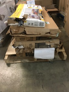 lot 9 image: Pallet assorted shelving units condition ranges from  new to good condition not inspected some maybe missing parts