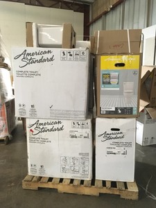 lot 12 image: Pallet  of assorted Toilets and Toilet Parts American Standard