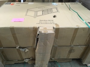 lot 13 image: Home Decorator Sandon 60 in. W x 22 in. D Bath Vanity in White with Marble Vanity Top in Carrara White with White Basin open box not used Retails for $1500