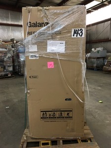 lot 15 image: Galanz 12.0 cu. ft. Top Freezer Refrigerator with Dual Door, Frost Free in Stainless Steel Look not used retails for $475