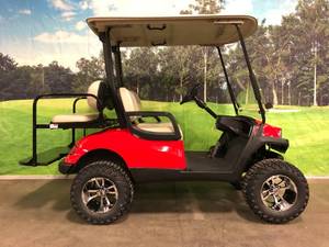 Street Ready 2013 Red Havoc Elite Yamaha Four Passenger Lifted Golf Cart