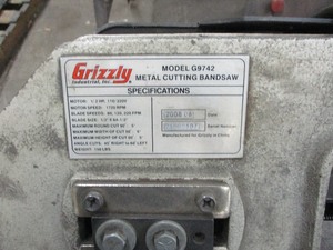 GRIZZLY BAND SAW  NO MOTOR
