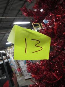 Artificial LED Tree in red, roughly 11.25 feet tall by Vickerman