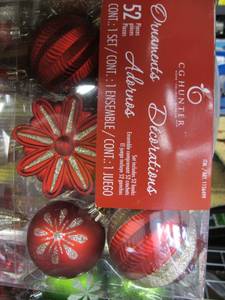 CG Hunter 52 Piece RedGold Ornament Set