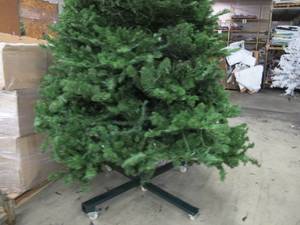 Artificial LED Tree in green, roughly 14 feet tall by Vickerman - On Wheeled Base