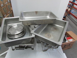 lot 106 image: Stainless Full Water and Insert Pans, Covers and Stands